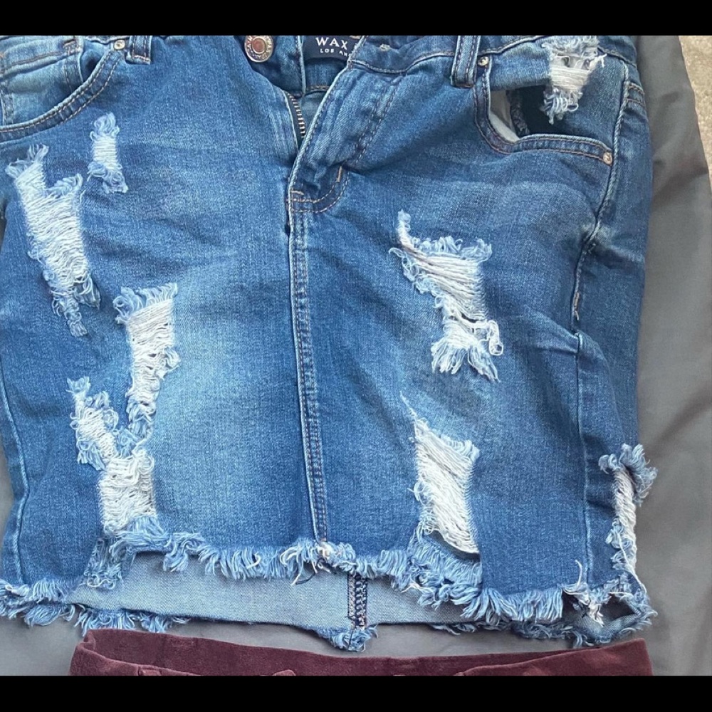 jean distressed skirt
